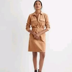 J. Crew Zip-Front Cinched Dress in Corduroy Tan Sz 6 Style #BK860 Fall 2022